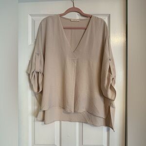 Entro Light Beige V-Neck Blouse
